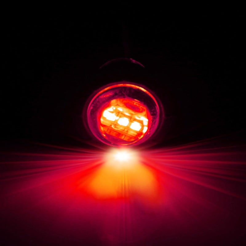 STODER 3/4 Led Marker Lights,Side Marker Trailer Lights, 12V Round Clearance Front Rear Marker Indicators Tail Light Waterproof for Car Truck Bus Trailer Van RV Pickup ATV Boats (Red) - Image 2